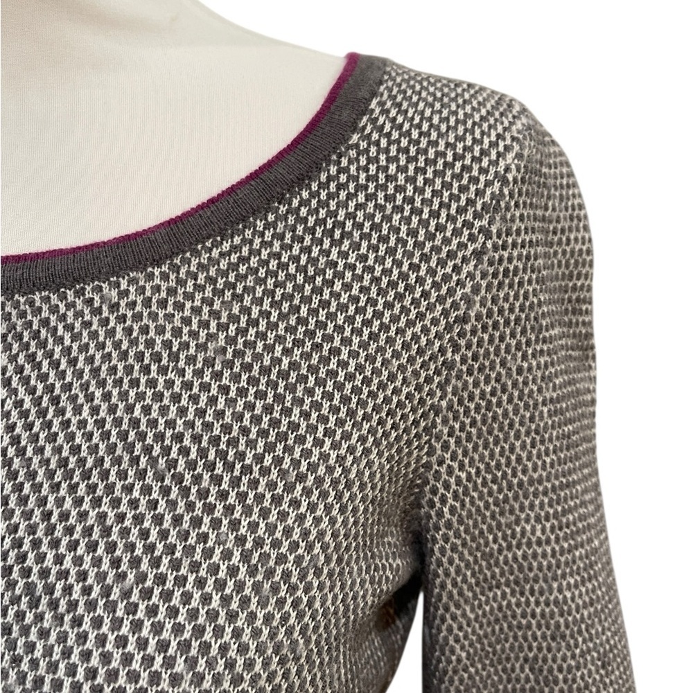 The North Face Cotton Wool Textured Thermal Top SZ S Grey White - Picture 2 of 7